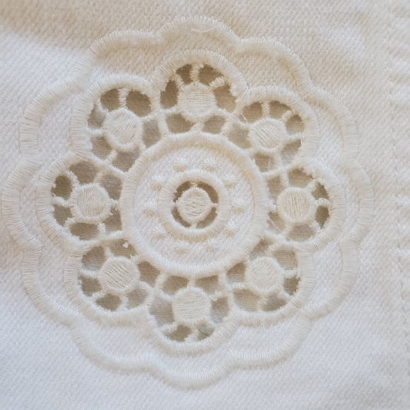 LA VIE REBECCA TAYLOR EYELET DENIM JACKET IN PEARL - Picture 12 of 16